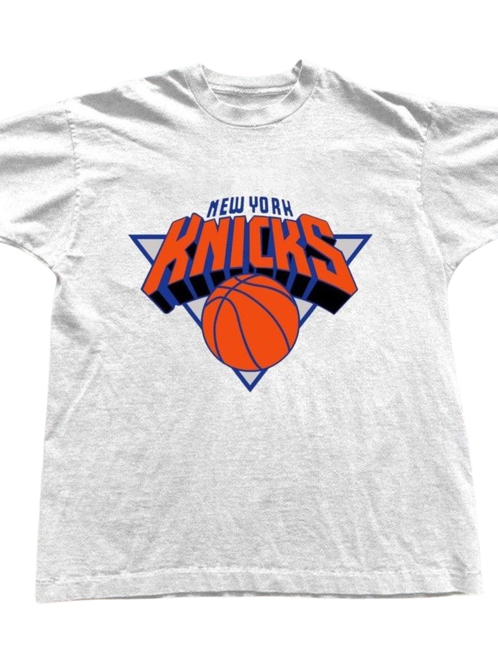 White Graphic T-Shirt with Orange Basketball Logo, Gift For Her, For Him